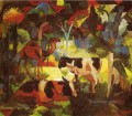 Landscape With Cows And Camel August Macke